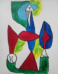 Cubism/Abstract 11×14 Picasso Art Signed Colorful Hand Made Painting