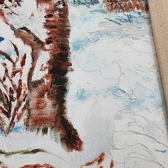 Vintage Winter Landscape Oil Painting Signed JR Birch Stream Forest Framed 20×16