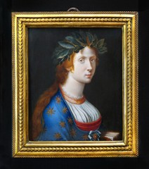 ANTIQUE PORTRAIT MINIATURE ≈ 1820 NOBLE LADY PAINTED AS FLORA MINIATURE ITALY