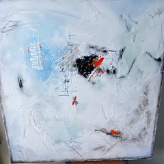 Signed Abstract Textured Canvas Painting Wall Art Orange Accents Unframed