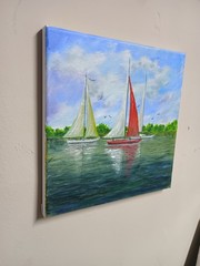 Art 10″/10″ Original Oil Painting, Coastal Decore .Stretched Canvas, Seascape