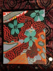 Small 10x8in Original Painting Signed On Back, Includes Metallic Painted Flowers