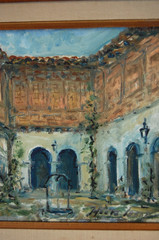 Original Oil Painting „Interior Colonial Patio“ Old Havana Cuba 10×8 Hecto Vidal