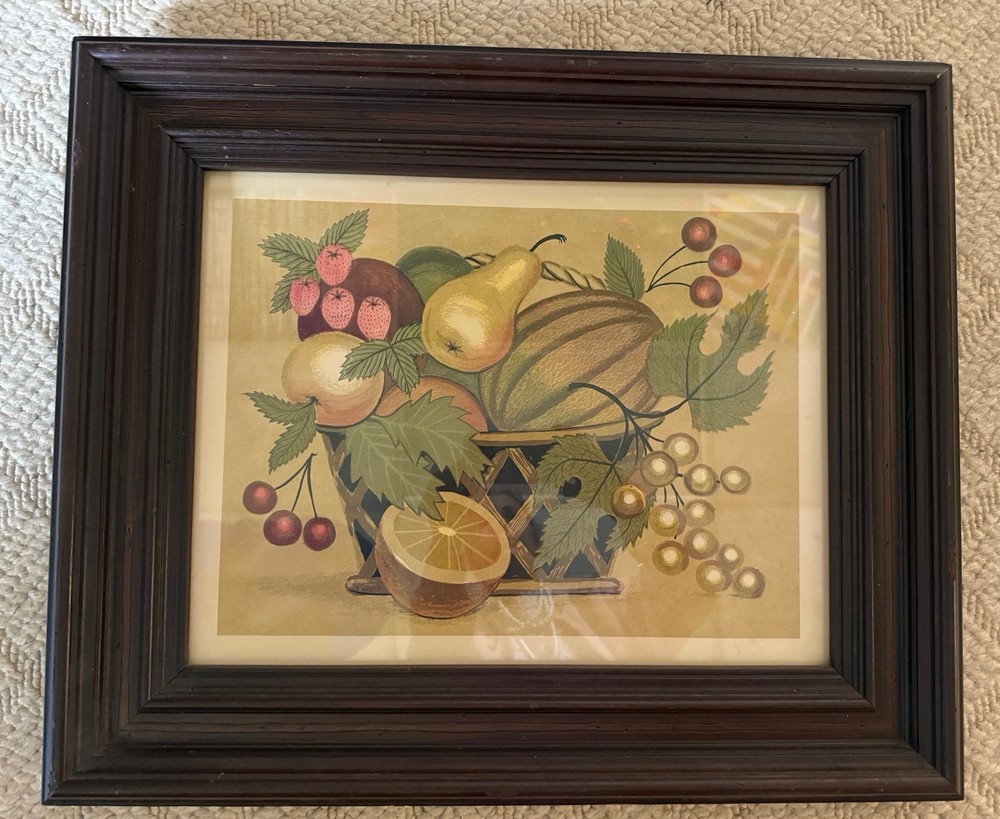 theorem painting reproduction fruit basket folk art framed
