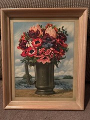 Gerard Victor Alphonse Roling: Still life of flowers in pewter pitcher (2)