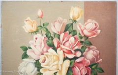 Stunning Vintage Oil Painting of Pink Roses in Clear Vase Signed A. Ruiz, Fine!