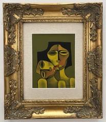 Oswaldo Guayasamin Oil On Board . In The Style Of. (1919-1999) Framed.