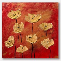 Gold Poppies 8 x 8 inch original painting on canvas by artist Monica Fallini