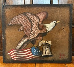Signed 1976 Bicentennial Painting Patriotic Z. Bell Americana Semiquincentennial