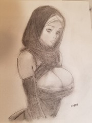 2 original Charcoal art. Sexy Hijabi. 8.5” x 11” by Artist MOE. Not a print.