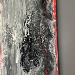 Canvas Painting 16 X 20 Black Red Gothic Acrylic Signed Titled Haunted Attic