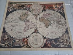 RARE FRENCH MAPPEMONDE MEDIEVAL MAP OF THE WORLD INCLUDING NEW WORLD