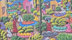 Signed L.Y. Alaby Haitian Countryside Landscape Painting Original Naif Art Haiti
