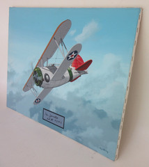Raymond Waddey Painting USMC Grumman F3F-2 Biplane Signed Ken Jernstedt, 18″x24″