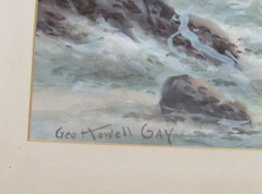 George Howell Gay large marine beach watercolor Circa 1910 signed and matted