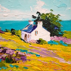 Ireland Original Painting Irish Cottage Oil Painting Unframed 6х6