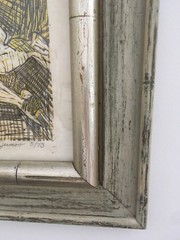 Vtg Mid Century Abstract Nude Woman Print Block Print Lithograph Signed Dated
