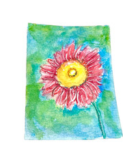 ACEO Original daisy pink flower ATC OOAK Cherie Donnell