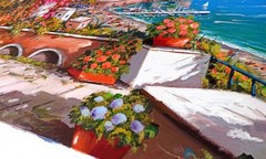 AMALFI PAINTING ITALY SEA PANORAMA by PAINTER SANNINO ITALIAN Italien malerei