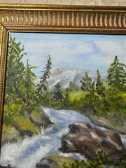 „A River Landscape Scene“ Oil Painting – Framed
