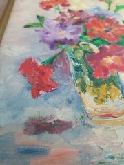 Oil Painting IMPRESSIONISM Contemporary Still Life FLOWERS 18×15″ Artist Signed