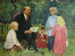 Ukrainian Soviet USSR Oil Painting impressionism Lenin child Portrait boy girl