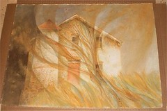 Windswept House With Tower-Casein Painting-1970s-William Gorman-N.J. Listed