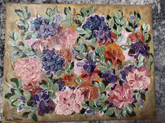 14” x 11” Impasto Floral Abstract Acrylic Painting – Original Art by Eera G