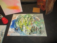 City scene Düsseldorf 60 x 120 cm original sig. Acrylic Picture Expressive Art Milling