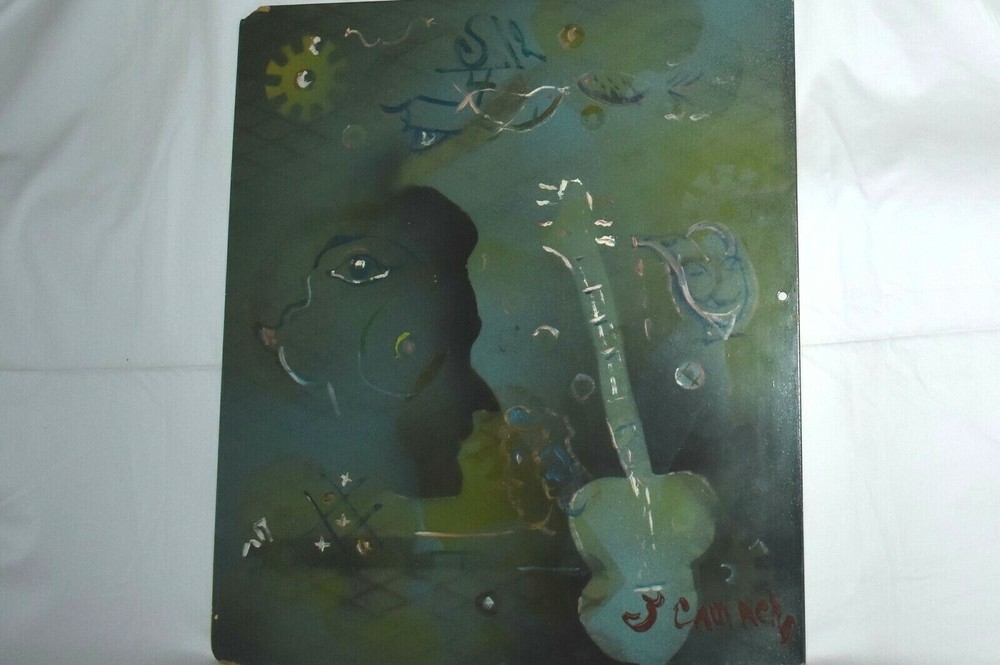 COOL Vintage J. CAMACHO Surrealism Abstract Oil Painting On Advertising Board