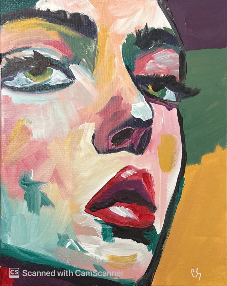 Colorful Pop Art Portrait Original Acrylic Painting 11×14 Signed Canvas Art