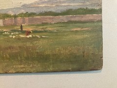 French Italian School Oil Painting on Wood Old Art 19th Century Landscape