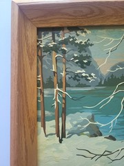 VINTAGE 60’S CRAFT MASTER Paint by Number „Stag and Doe on Snowy bank“