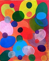 Mid Century Modern Abstract Acrylic Painting Colorful Art Original 11×14
