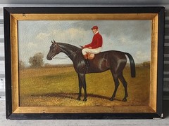 Signed Robinson Portrait Jockey Up Original Oil Painting On Canvas Vtg