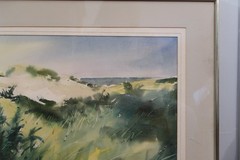 Vtg Cape Cod Dunes Watercolor Robert F. Calrow Signed Framed Matted HTF VGC