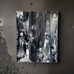 Canvas Painting 16 X 20 Acrylic Black White Gothic Art Titled Angels & Demons