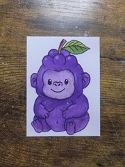 ACEO *Art Print Original Gorilla Grape Watercolor Painting 2.5×3.5
