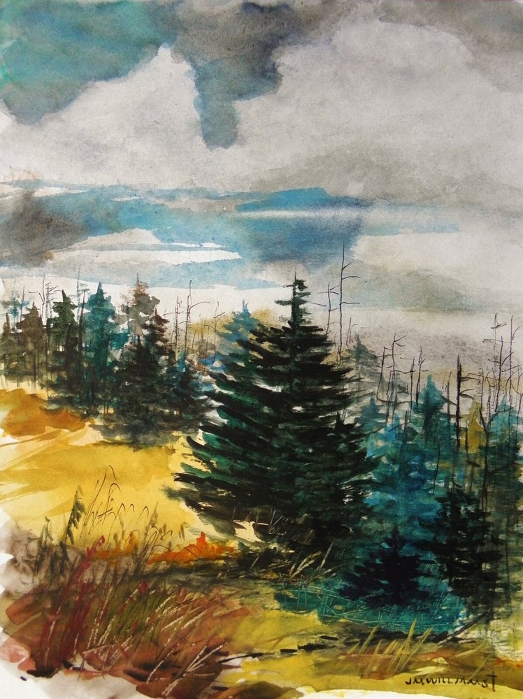 Original EVENING Landscape WATERCOLOR Painting JMW art John Williams