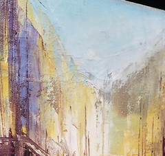 18×24 Vintage Oil on Canvas ASIAN STREET SCENE Rickshaw by DAVID ZANG Hong Kong