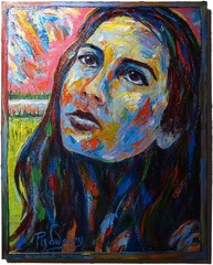 ORIGINAL 30×24″ OIL█PAINTING█REALISTIC GIRL█ART SIGNED FEMALE PORTRAIT WOMAN POP