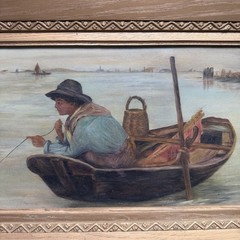 Oil on Canvas “Boy Fishing” Copy of Antonio Ermolao Paoletti Nautical Art