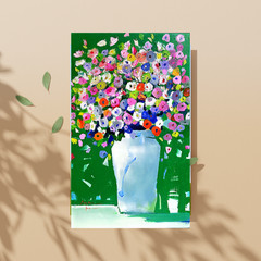 Vibrant Floral Bouquet Original Oil Painting 1_by Sung Sook Kim(2019)