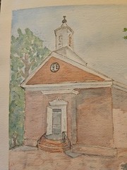 Orig Watercolor Painting Church Yorktown V.A Signed Helen Wilson 2002 Unframed
