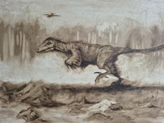 Original Oil Illustration Running Raptor