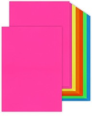 Neon Paper Sheets, Coloured Poster Boards, Fluorescent Paper, Bright, A4, Dic…