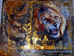 Lions Den painting by Janice Darr Cua / art work BEDROOM Den Gold GAMEROOM