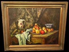 Hand-Painted Still Life Oil with Apples and Peaches: Timeless Treasuries COA