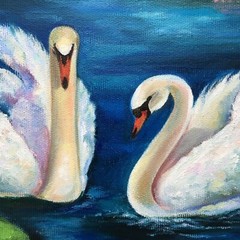 Swans original oil Painting Couple Birds Artwork Swans painting on canvas