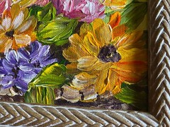 Small Gloria Ester „Basketful Of Spring“ Acrylic Painting – Signed/Framed P10